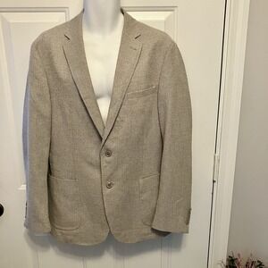 Network Sports Coat Men's Size 40R Linen Blend Tweed Blazer Jacket Beige/Gray
